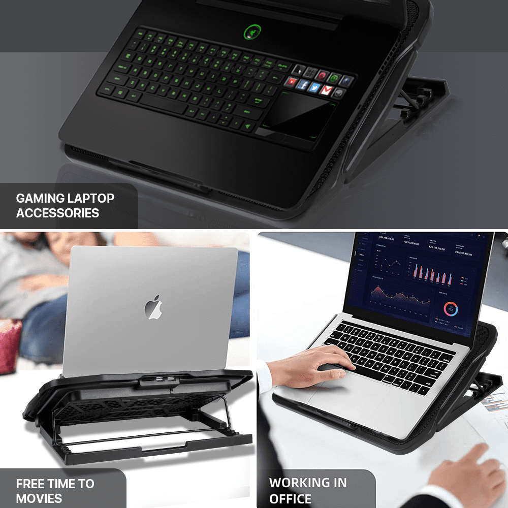 KUTGY Quiet Gaming Laptop Cooling Pad Stand with Fan for 15.6-17 Inch, Portable USB Powered Laptop Cooler Fan Cooling Pad