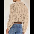 thumbnail image 4 of Blusa de Mujer con Mangas Largas Abullonadas, Cuello en V, Botones, Encaje Calado y Bordado Albaricoque XL, 4 of 10