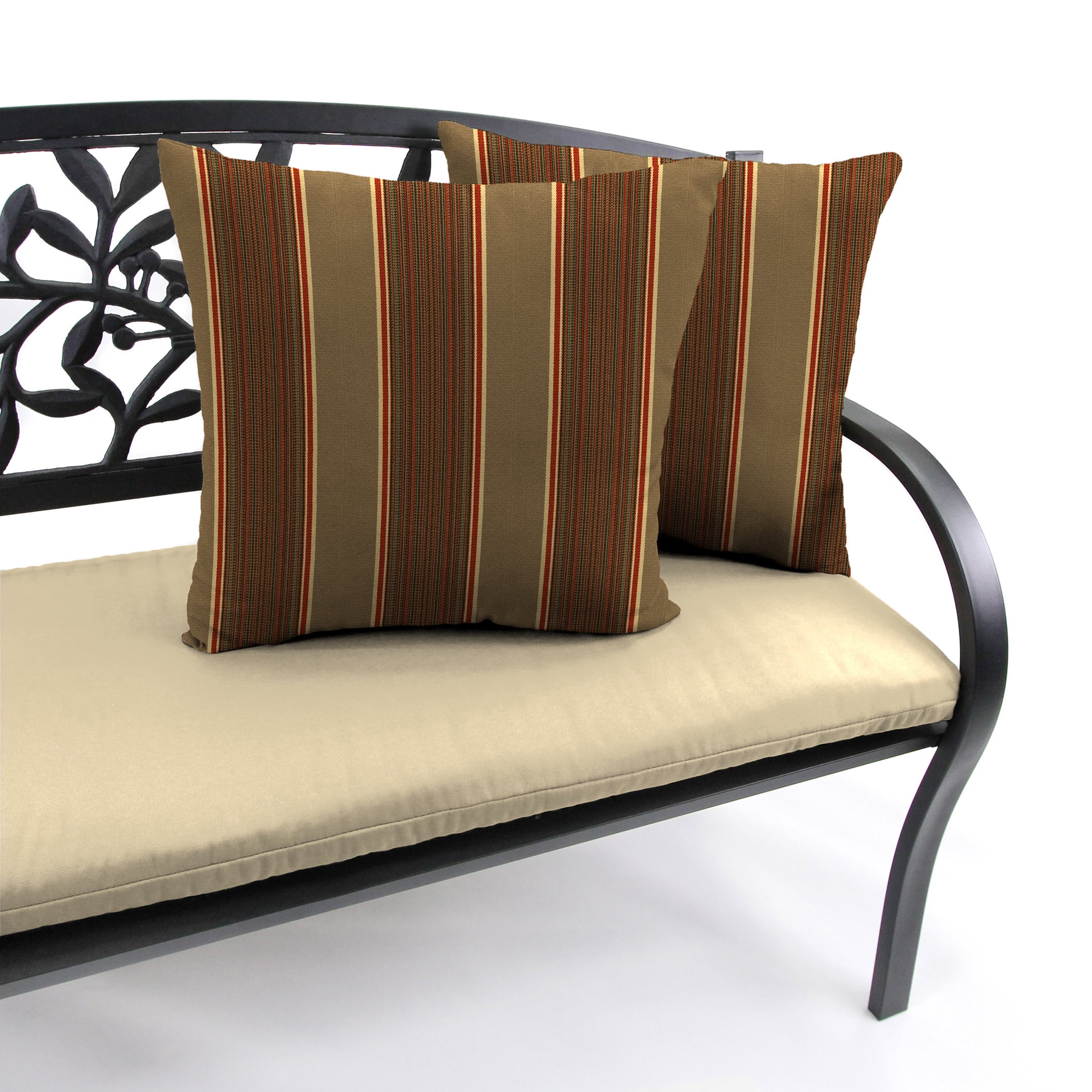 Jordan Manufacturing Sunbrella 16" x 16" Davidson Redwood Brown Stripe Square Outdoor Throw Pillow