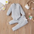 thumbnail image 2 of 16 Colors Baby Solid Knit Sets Newborn Infant Girls Boys Fall Winter Long Sleeve Romper + Elastic Pants Toddler Outfit 0-24M, 2 of 10