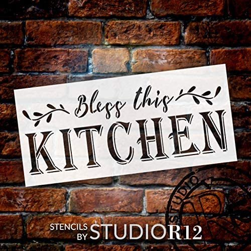 Bless This Kitchen Stencil by StudioR12 DIY Laurel Vine Hope Home Decor Craft & Paint Wood