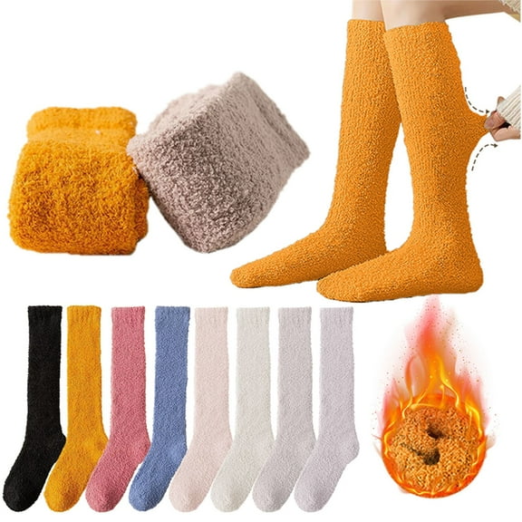 FCLoft Women's Winter Knee High Socks - Fluffy Fuzzy Thick Thermal Socks, Cosy Soft Socks for Christmas Gifts