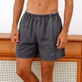 thumbnail image 2 of Pantalones Cortos de Cintura Elástica para Hombre Color Sólido Pantalones Cortos Casuales con Botón Totalmente Abierto para Hombres Primavera Y Verano, 2 of 8