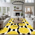 thumbnail image 3 of Yellow Lemon Area Rugs 5'x8', Washable Small Throw Rugs for Classroom Bedroom, Summer Botanical Fruits Black White Stripes Indoor Outdoor Rug Non-Slip Low Pile Carpet Runner Reversible Floor Mats, 3 of 8