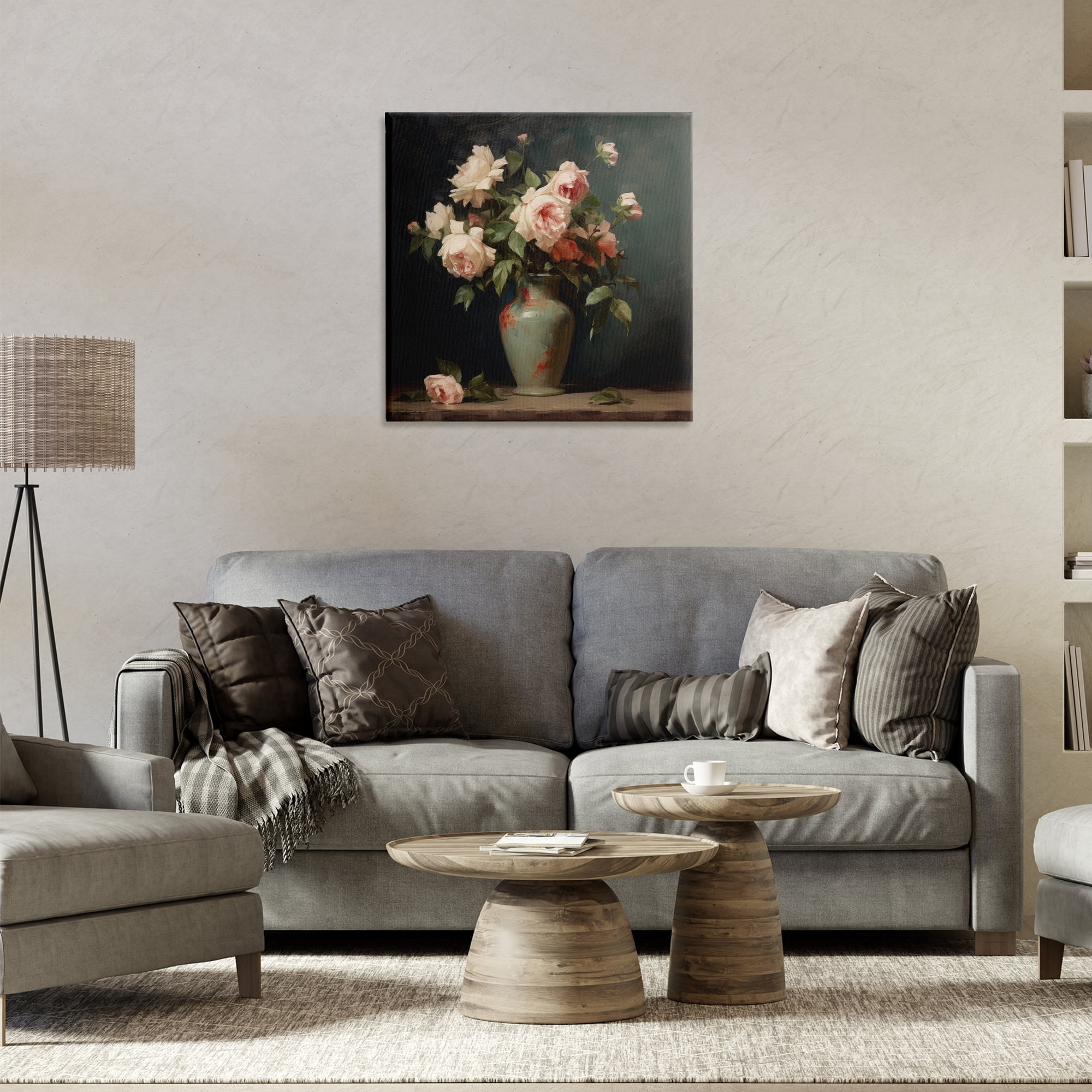 Stupell Industries Vintage Bunches in Vase Plants & Flowers Painting Wrapped Canvas Art Print Wall Art, 24 x 24
