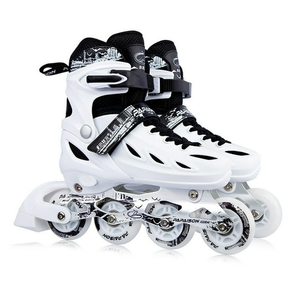 TFixol Adjustable Luminous Roller Skates for Adults and Kids with Breathable Design and Multi-Protection Features, White Glow-in-the-Dark Wheels, Size M (33-37)