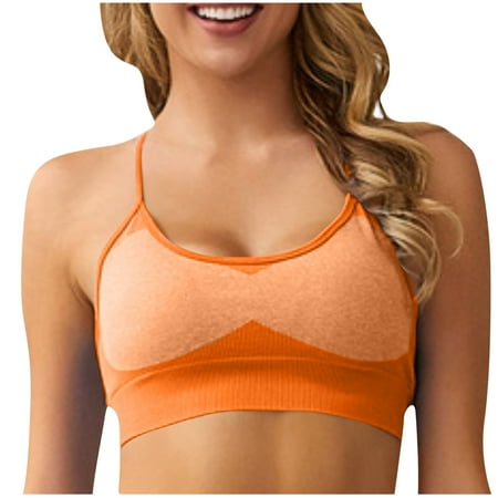 Oplxuo Adjustable Cross Back Sports Bra for Women Wireless Padded Workout Yoga Bra Cropped Tank Tops