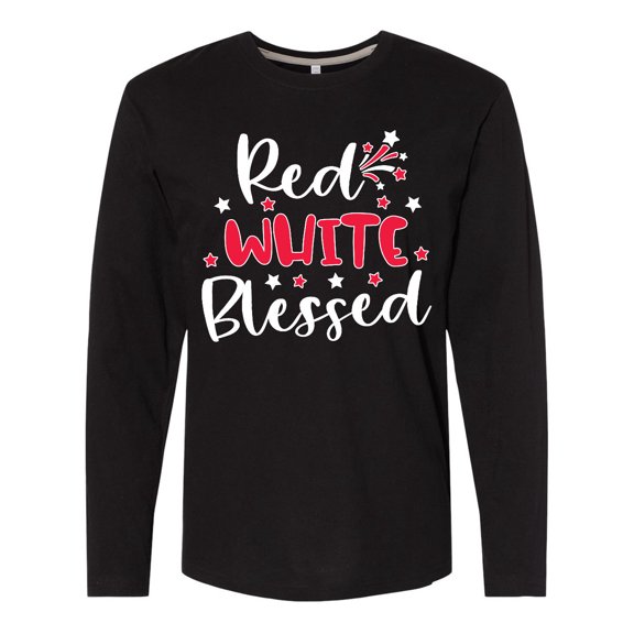 Inktastic 4th of July Red White Blessed Fireworks Long Sleeve T-Shirt