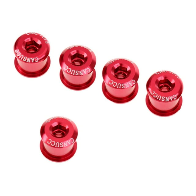 5 Pieces Bike Cycling Crank Chain Chain Wheel Bolts Nuts Gear - Red, M8x7mm
