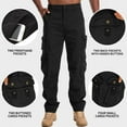 thumbnail image 5 of FEN AI Cargo Pants for Men Black Cotton Pants Casual Travel Hiking Trousers Heavy Duty Workwear with 10 Pockets (No Belt), 5 of 10