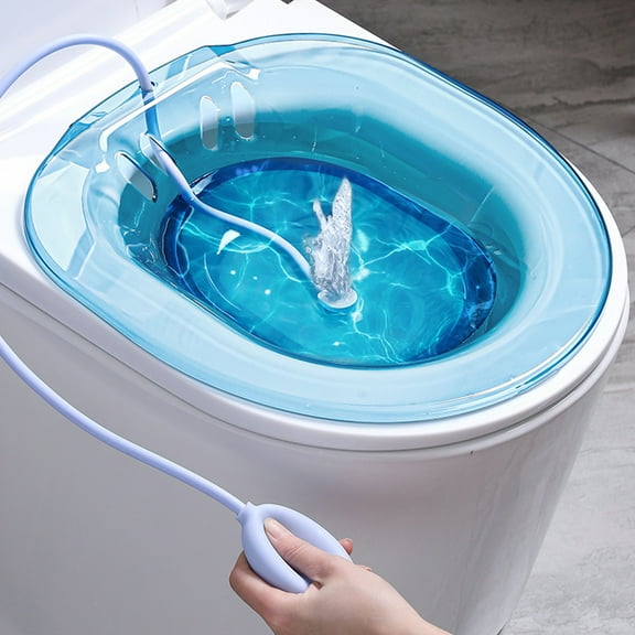 WRITWAA Blue PP Sitz Bath Basin for Toilet Seat Comfortable Relief for and Postpartum Care 29.9 x 13.8 x 5.5 inches