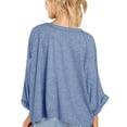 thumbnail image 4 of cfhntfmh Fall Tops for Women Oversized Crewneck Long Sleeve Solid Color T-Shirts Lounge Loose Work Basic Shirts, 4 of 6