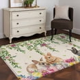 thumbnail image 3 of 3'x5' Rug for Living Room Bedroom, Easter Rabbits Washable Area Rugs Non-Slip Carpet Mats, Cute Bunny Eggs Flowers Botanical Spring Beige Indoor Low Pile Area Rug Runner for Kitchen, Mudroom, 3 of 8