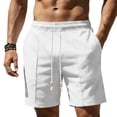 thumbnail image 6 of Besolor Men's Shorts Cotton Linen Wide Leg Elastic Waisted Lightweight Breathable Thin Casual Summer Shorts with Pockets(X-Large,White), 6 of 6