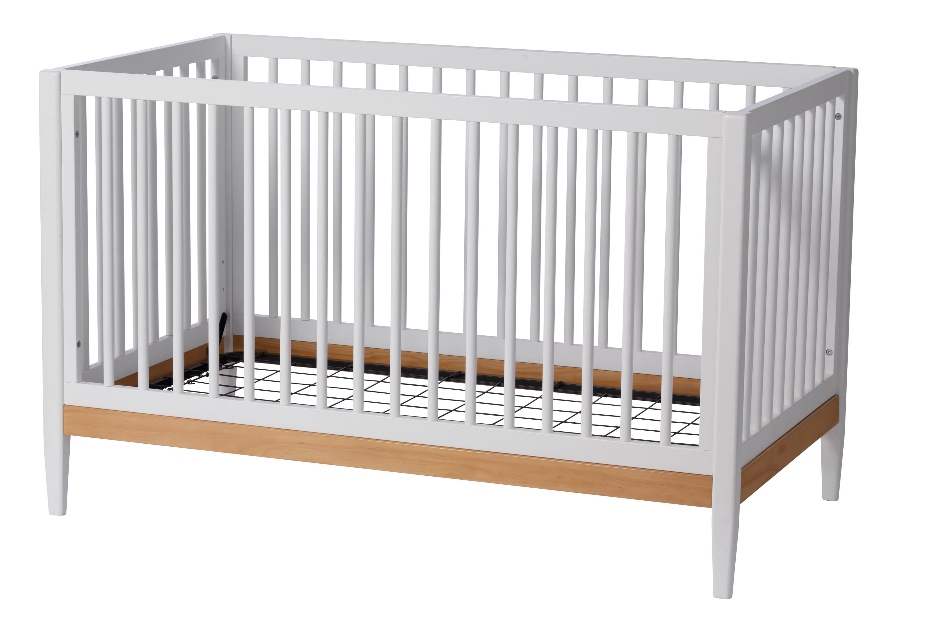Little Seeds Clover 4-in-1 Convertible Baby Crib, True White/Natural