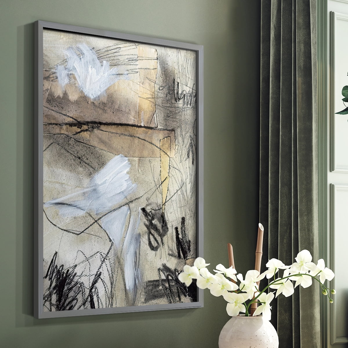 Masked Notes I Framed Print in Gray Solid Wood Framed Print No Nail Hanging