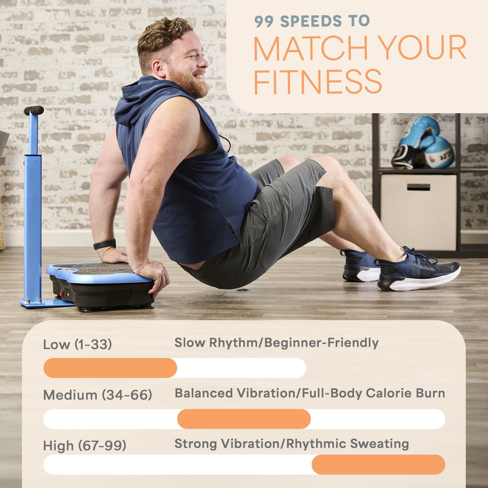 Lifepro TrimLite Vibration Plate Exercise Machine with Handlebars – Whole Body Vibrating Plate for Weight Loss, Lymphatic Drainage & Home Fitness – 99 Speed Levels, Resistance Bands, Bluetooth - Blue