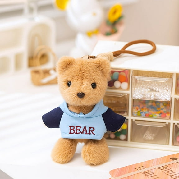 Cute Bear Plush Keychain 3 Inch Soft Teddy Pendant for Girls Couples Bag Charm Anniversary Birthday Gift Idea