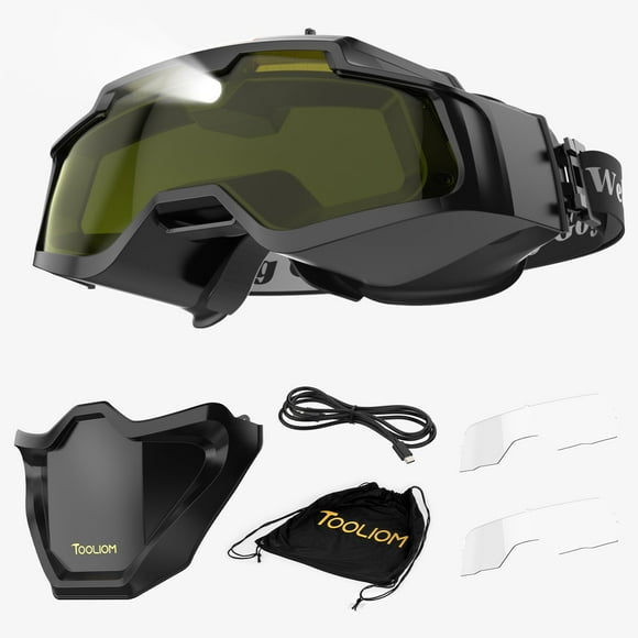 TOOLIOM Auto Darkening Welding Goggles 4 Arc Sensor Eye Protection Safety Goggles Welding Glasses with 𝐋𝐄&et
