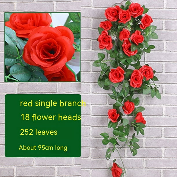 Flores colgantes Plantas colgantes artificiales 4 Uds. Plantas colgantes de vid de rosas artificiales flores artificiales para el hogar, la habitación, el jardín y la boda