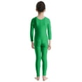 thumbnail image 3 of renvena Kids Girls Long Sleeves Full Body Unitard Gymnastics Leotard Dancewear Size 3-14 Green 5-6, 3 of 7