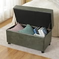 thumbnail image 6 of 32" Faux Suede Storage Ottoman Bench with Wheel, Rectangle Foot Rest Stool for Living Room, Bedroom, Entryway, 6 of 9