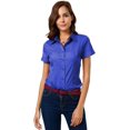 thumbnail image 3 of ORUYROP Chemise Boutonnée Basique Simple à Manches Longues/courtes pour Femmes, Chemisier/robe Officiel pour Dames, 3 of 6