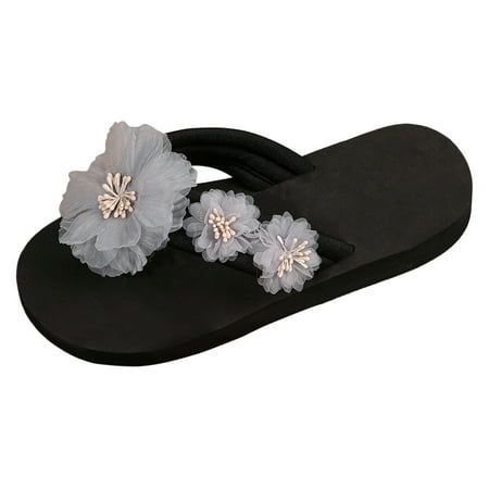 

Vuygyu Ladies Flowers Bohemian Wind Outside Wear Beach Thick Bottom Large Size Slope With Sandals Slippers Studded Sandals for Women Heels Sneaker Sandals for Women Platform Womens Casual Sandals Size
