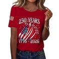 thumbnail image 2 of CIENVNSTG 2026 Women's Patriotic Short Sleeve Shirts Casual Crew Neck T-Shirt 250th Anniversary USA Shirt Star Flag Print 1776-2026 Birthday Celebration T-Shirt Comfortable Red L, 2 of 4