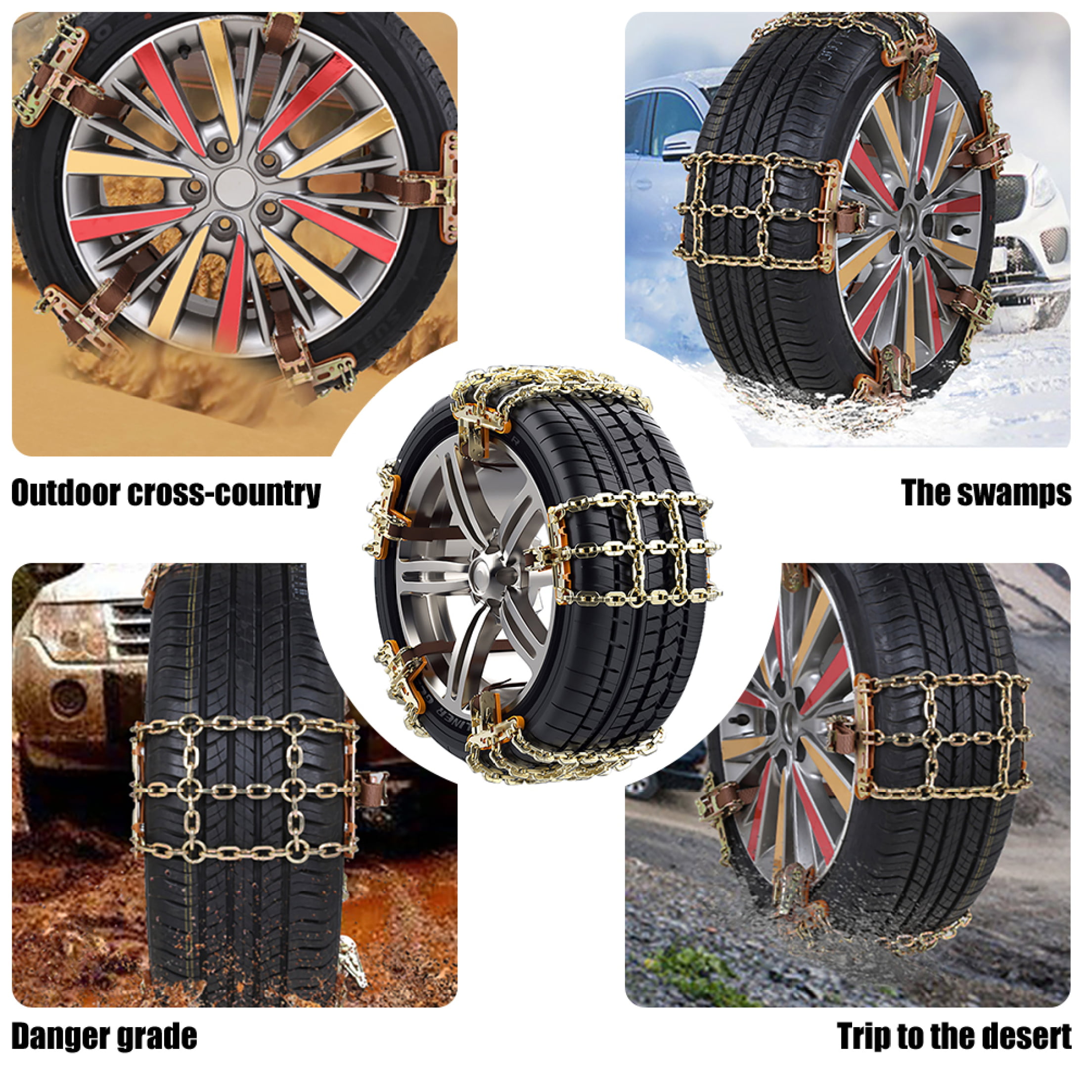 EUBUY Car Tire Snow Chain Universal Widened Anti-skid Car Tire Snow Rain  Mud Chain Emergency Traction Wheel Cable Tie Adjustable for Cars Trucks SUVs  S 