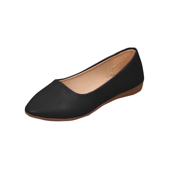 hlysgo Women's Flats Shoes Ballet Flats Dress Shoes Comfortable PU Leather Slip on Shoes for Women Black 8.5