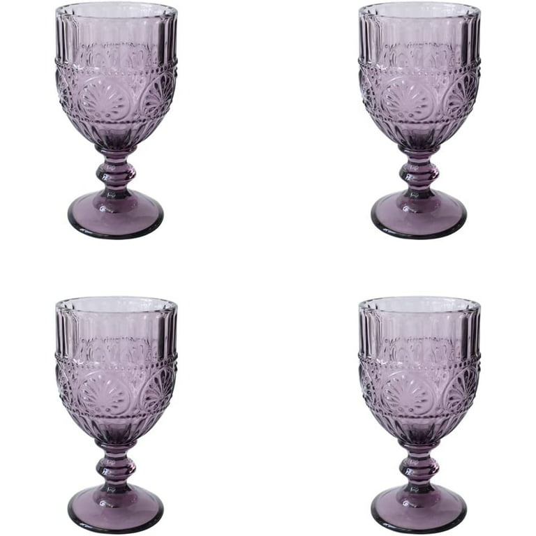 American Atelier Vintage Purple Wine Glasses Set of 4, 12-Ounce Capacity Wine  Goblets Colored Vintage Style Glassware, Dishwasher Safe, Purple 