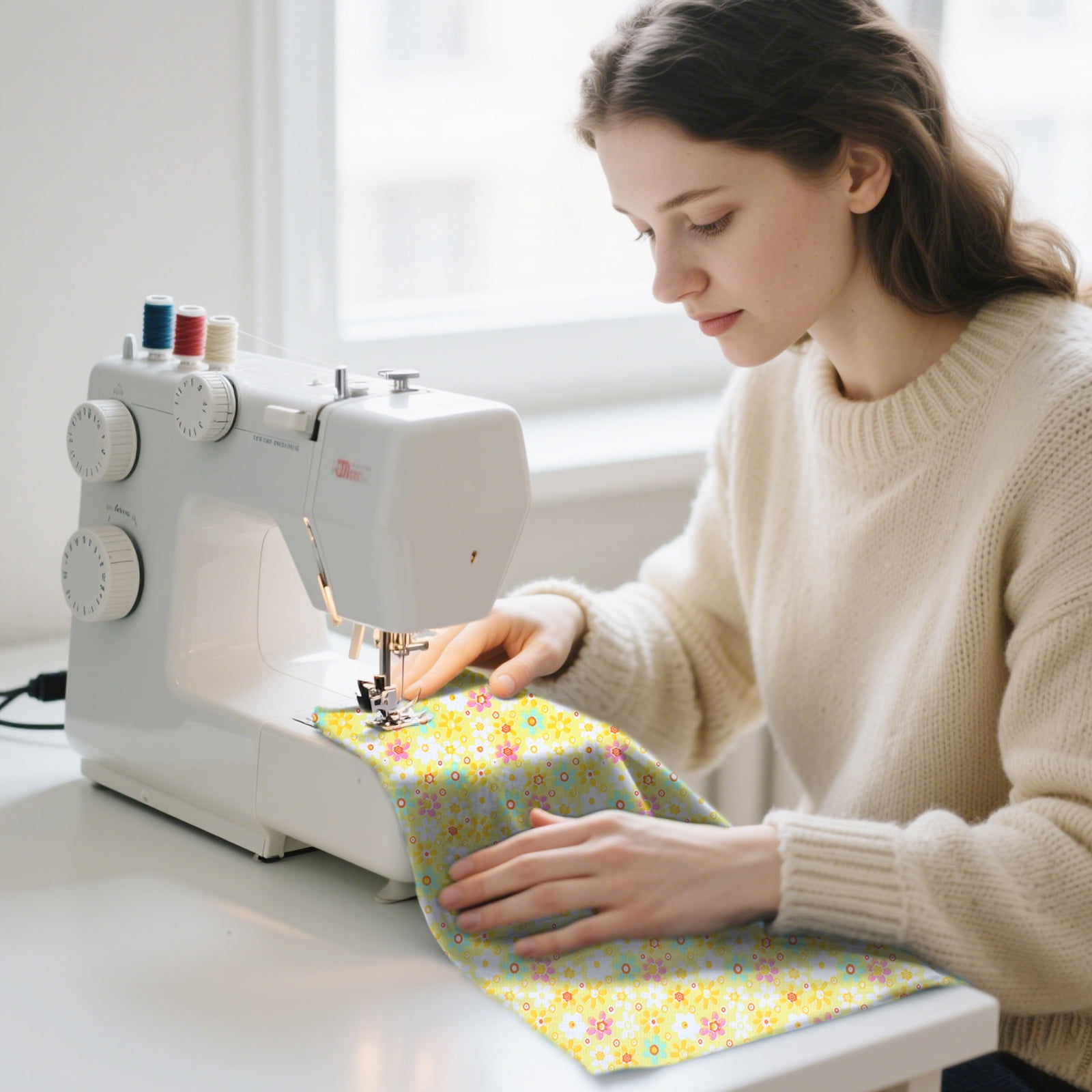 7pcs Pre-cut Floral Cotton Fabric Squares, EEEkit 20 x 20'' DIY Sewing Fabric Bundles for Quilting, Sewing, Patchwork & DIY Crafts