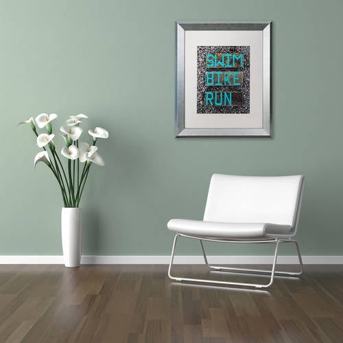 Trademark Fine Art 'The Triathlete' Canvas Art by Nicole Dietz, White Matte, Silver Frame
