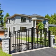 ALEKO Garden Steel Dual Swing 14 x 6 feet Black Driveway Gate Paris Style