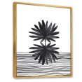 thumbnail image 2 of Designart Black and White Tropical Leaf On Striped II FLOAT FRAME WALL ART, 2 of 4