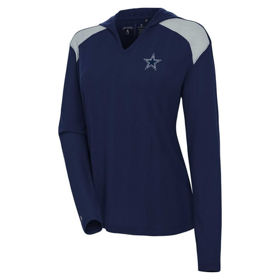 Women's Antigua Navy Dallas Cowboys Opulent Long Sleeve Hoodie T-Shirt
