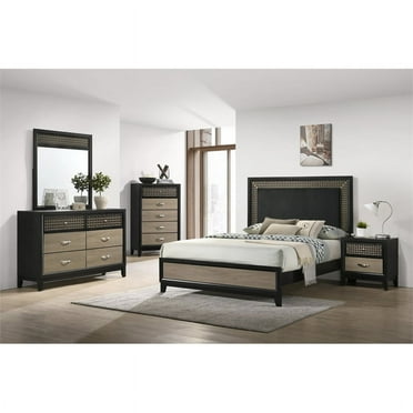 Coaster 5-Piece Contemporary Wood Queen Bedroom Set in Light Brown/Gray