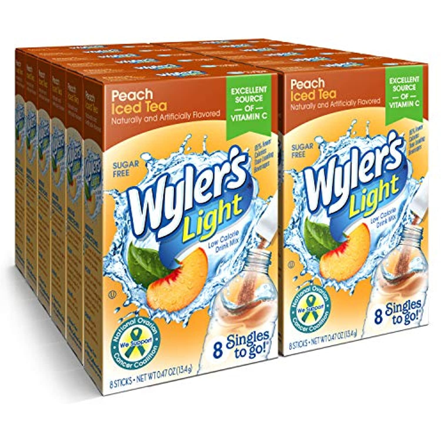 Wyler’S Light Singles To Go Sugar Free Drink Mix, Peach Iced Tea, 8 Ct