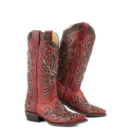 Stetson - Stetson Womens Dark Red Goat Leather 13In Siren Cowboy Boots ...