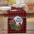 thumbnail image 1 of New Red Poinsettia Christmas Table Flag Snowflake Decorative Vintage Linen Tablecloth Tablecloth, 1 of 7