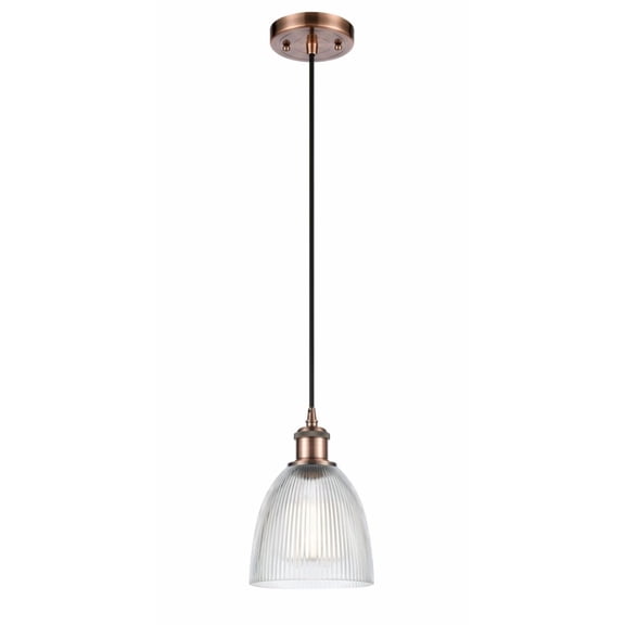 516-1P-AC-G382-LED-Innovations Lighting-Castile-3.5W 1 LED Mini Pendant in Industrial Style-6 Inches Wide by 9 Inches High   Antique Copper Finish