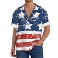 thumbnail image 1 of Fotbe USA Colors Stripes1 Camisa Estampada de Manga Corta para Hombre, Casual de Verano, Estilo Playero, Sin Arrugas-Small, 1 of 5