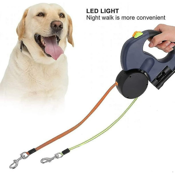 Laisse rétractable pour chien haut de gamme avec LED gris