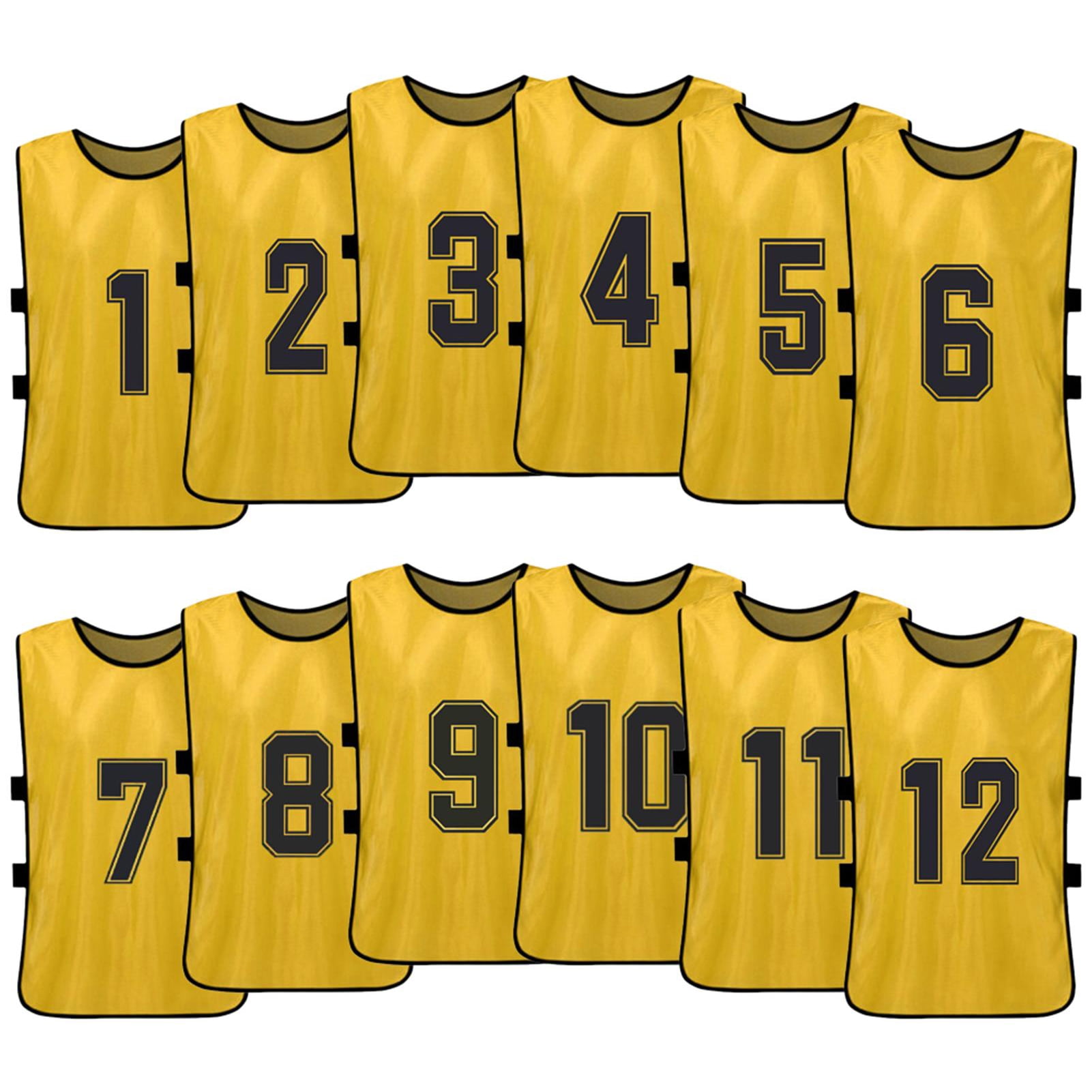 Saaifuu 12 Pack Reversible Numbered Pinnies, Double Sided Scrimmage Vest,Team Practice Jerseys for Kids and Adult