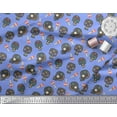thumbnail image 3 of Soimoi Blue Cotton Voile Fabric Lollipop & Tribal Skull Printed Fabric 1 Yard 42 Inch Wide, 3 of 3