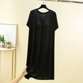 thumbnail image 3 of HomeGardon Nightgowns for Women,Summer Dresses Women Solid Color V-Neck with Chest Cushion Short Sleeved Pleated Front Dress Nightgown,L-XL, 3 of 3