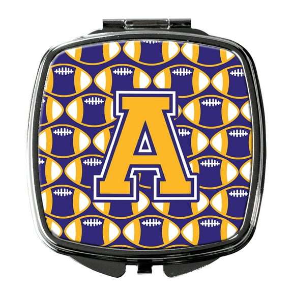 Letter A Football Purple and Gold Compact Mirror CJ1064-ASCM