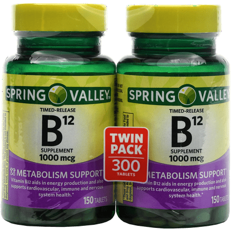 Spring Valley Timed naturel Release vitamine B12 Comprimés, 1000mcg, 150 pc, 2 ct