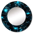 thumbnail image 2 of Designart "Quantum Vision in Blue Geometry II" Geometric Turquoise Large Round Mirror - Round Bedroom Mirror Wall Decor - Modern Round Printed Mirror - 23" x 23", 2 of 6